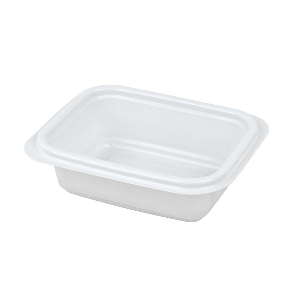 Container microwave pp white rect. 12oz