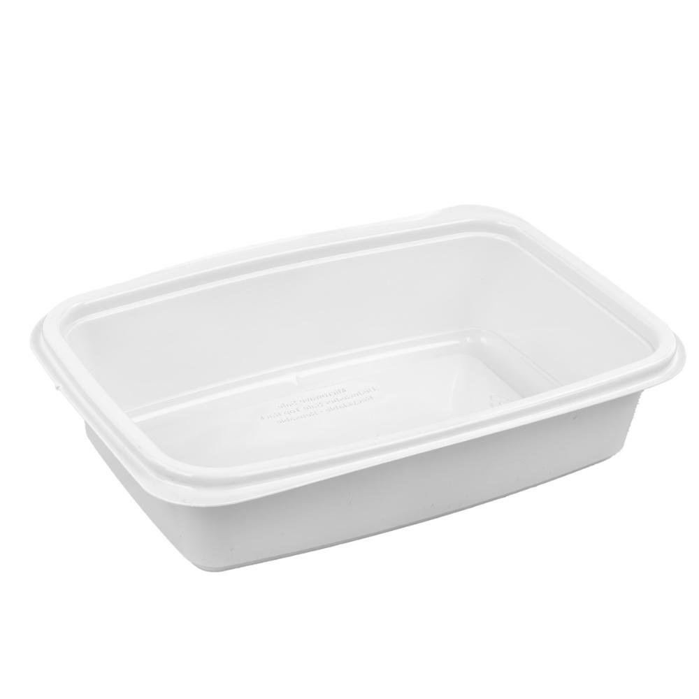 Container microwave pp white rect. 32oz