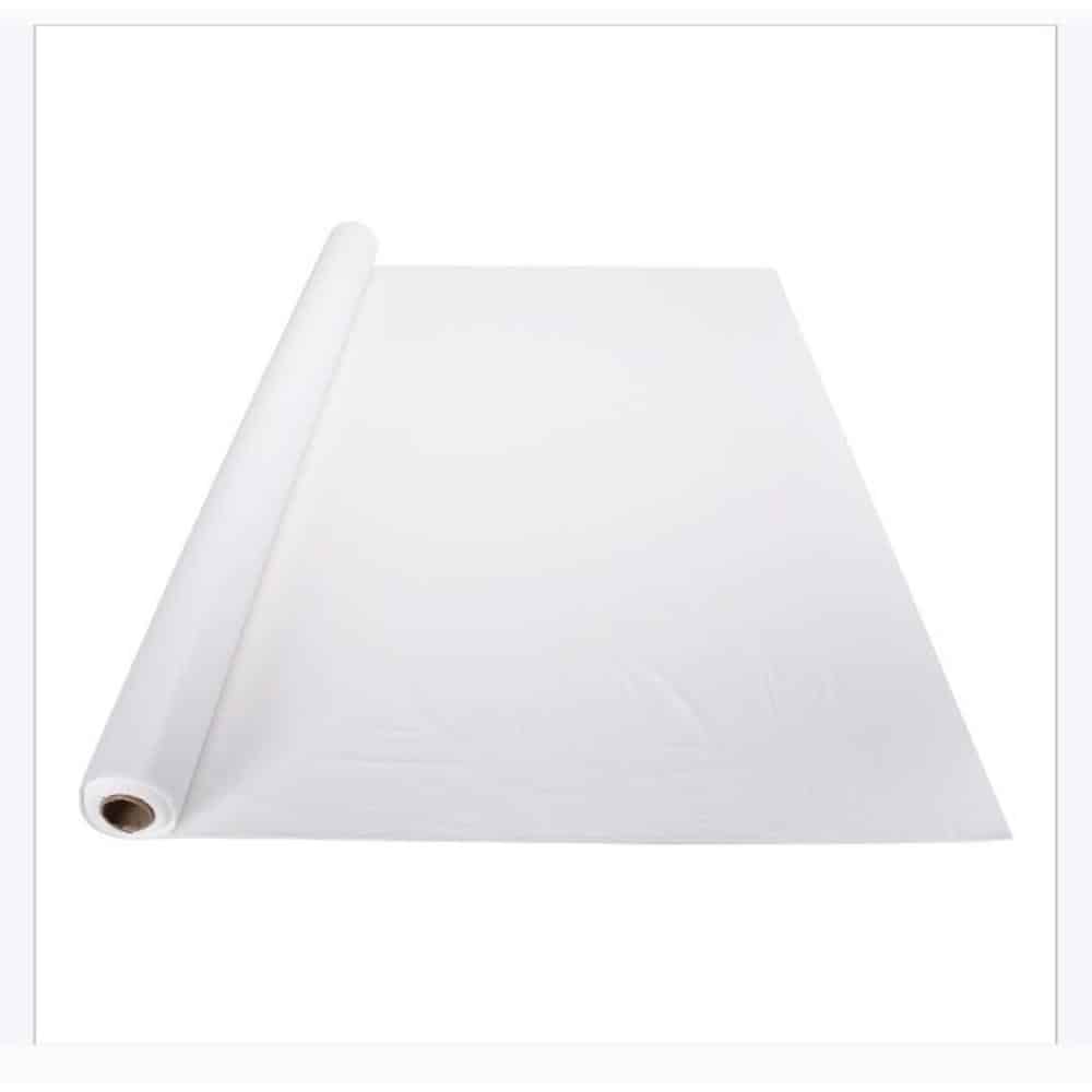 Nappe blanche rouleau plastique 40″x300′