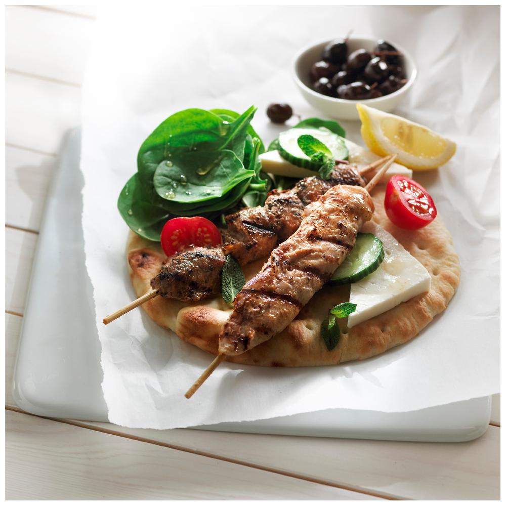 Porc souvlaki brochette assaisonne grecque