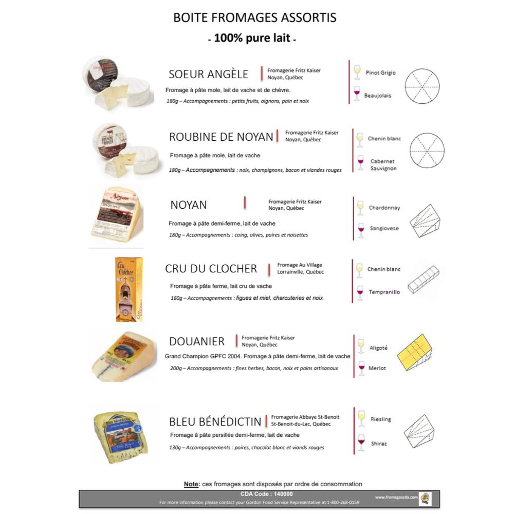 Fromage quebec assorti boite 6 mcx