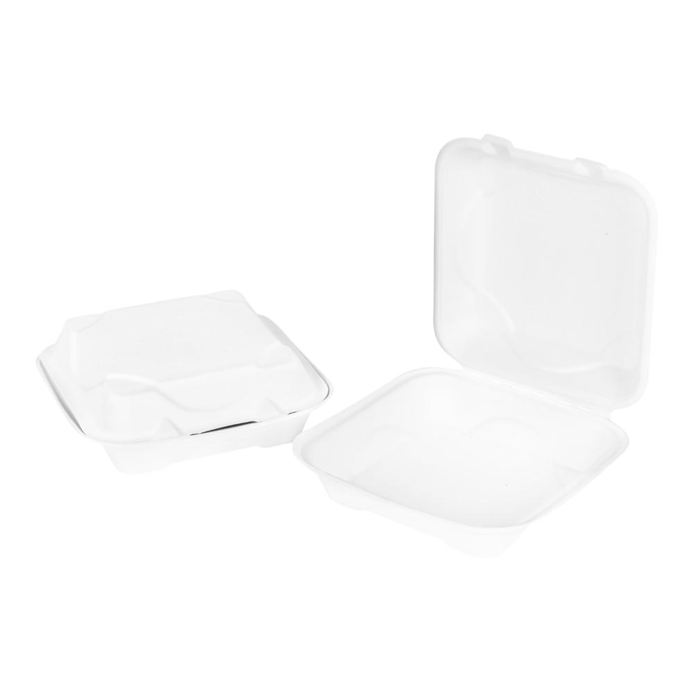 Contenant bagasse rabattable 8x8x3″